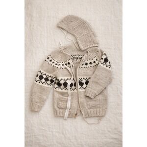 Handmade Cowichan Sweater Unfinished Project Heavy Wool Knit Cottage Cabin Coat